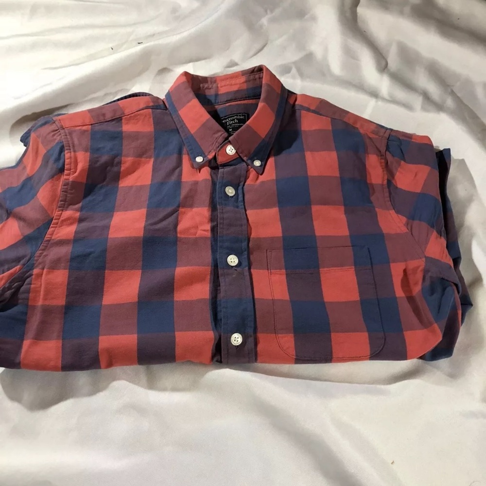Men's Red and Blue Checkered Shirt